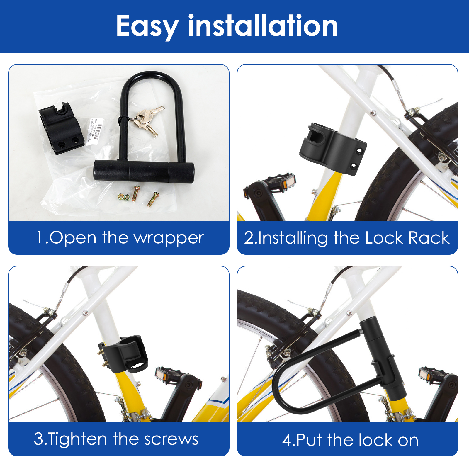 1/2/4Pcs Bike Lock with Key St - مراجعة U Lock Heavy Duty وسعره