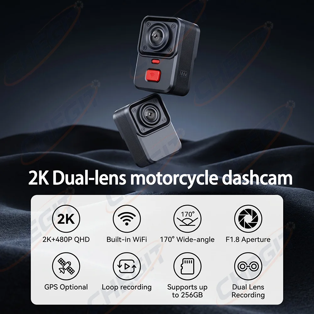 2 Camera Motorcycle DVR 2K HD  - مراجعة Cycling Loop وسعره