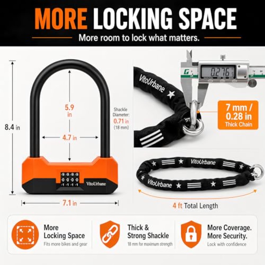 Heavy Duty Bike Lock with Chai - مراجعة U Lock Heavy Duty وسعره