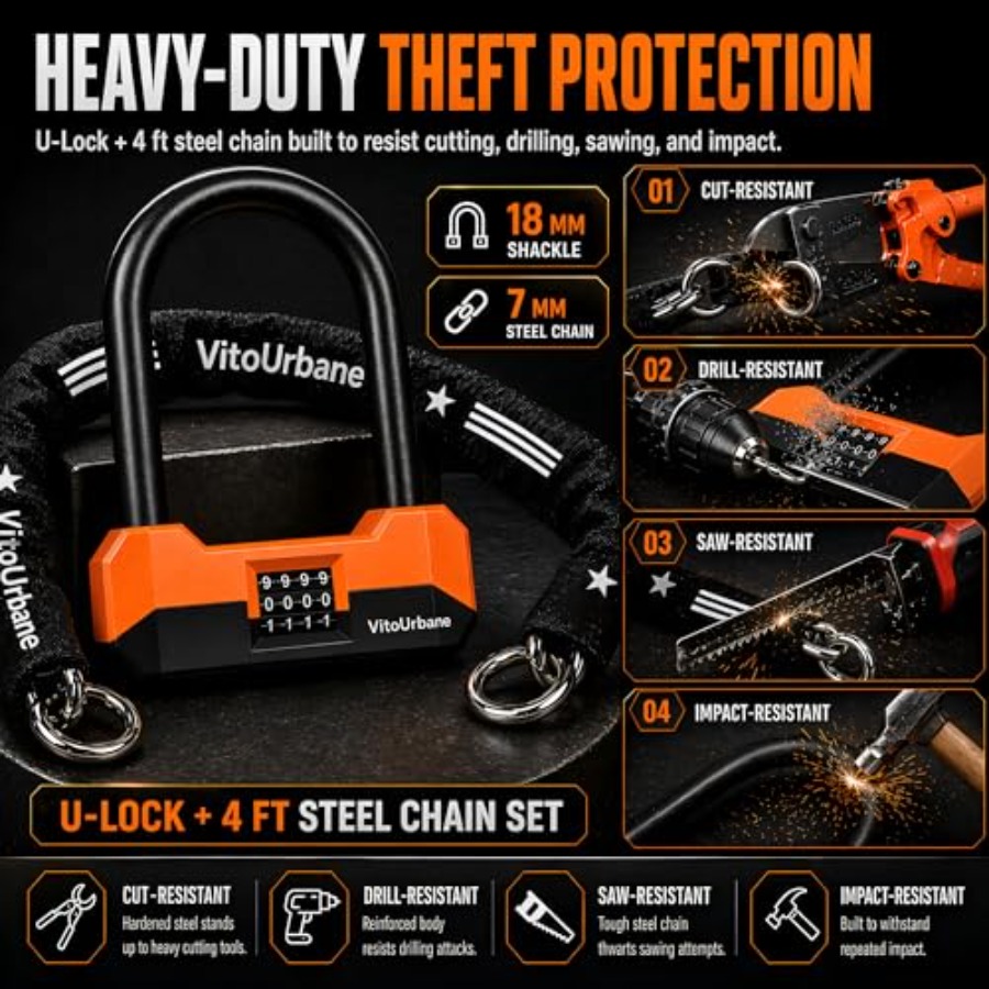 Heavy Duty Bike Lock with Chai - مراجعة U Lock Heavy Duty وسعره