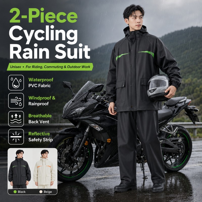 Unisex 2-Piece Waterproof Cycl - مراجعة Cycling Commuter Rain Jacket وسعره