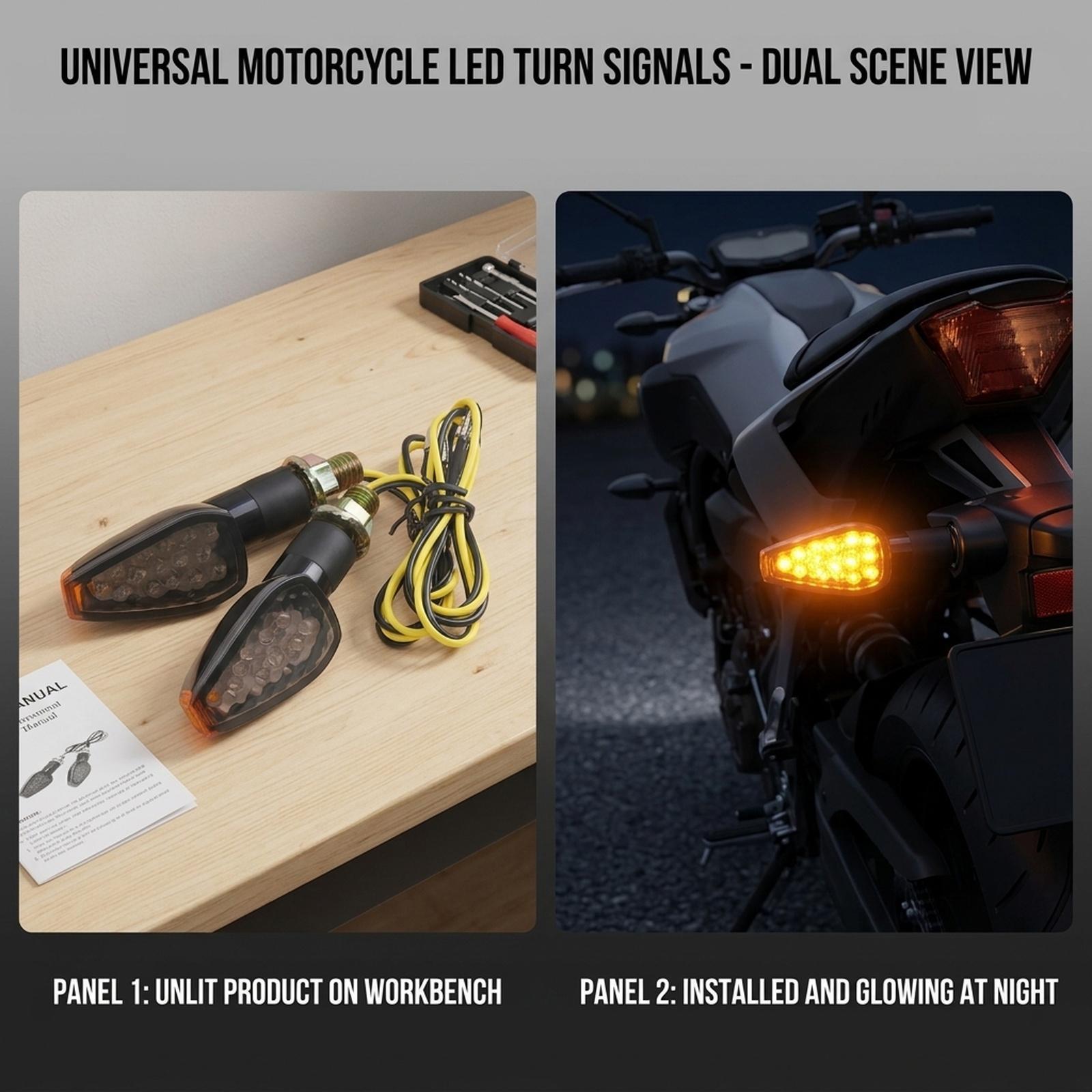 14 LED Motorcycle Turn Signal  - مراجعة Bike Light Front Rear وسعره