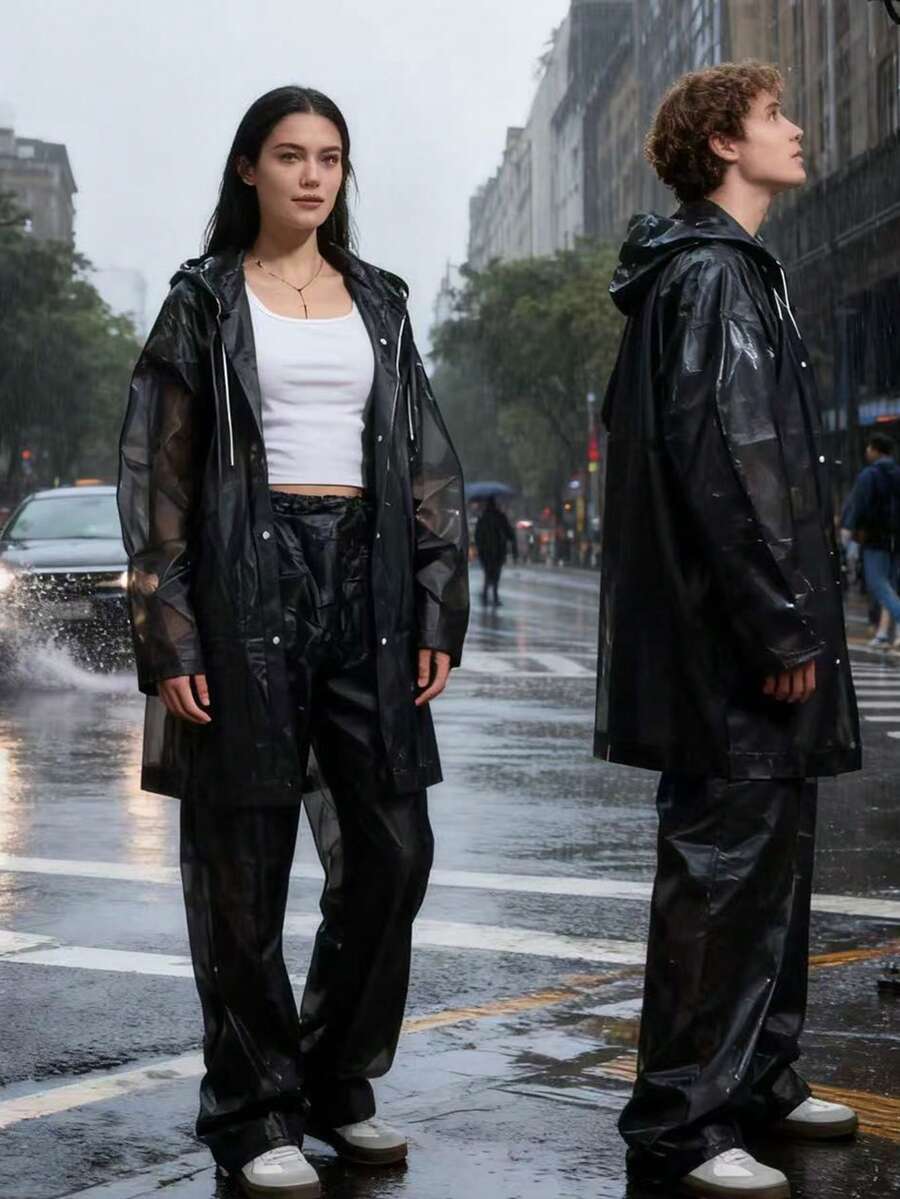 2pcs Unisex full-body rain sui - مراجعة Cycling Commuter Rain Jacket وسعره